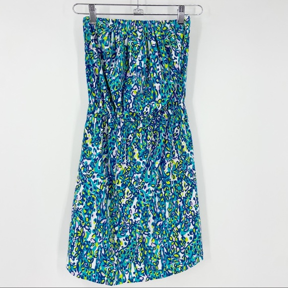 Lilly Pulitzer Dresses & Skirts - Lilly Pulitzer Windsor Strapless Dress Coverup XS Sea Blue Green Print | M846